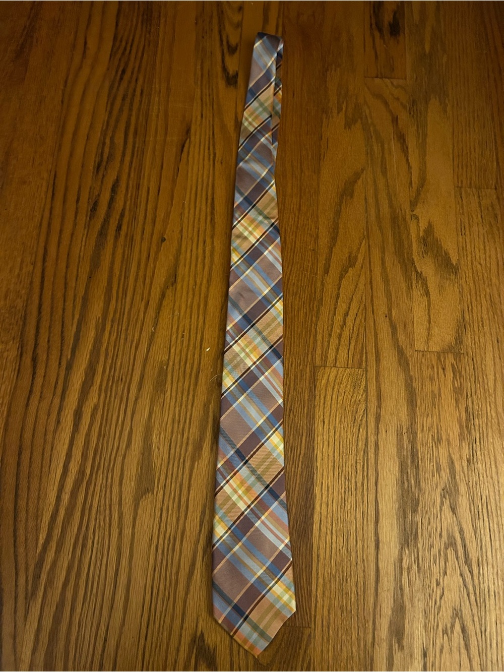 Tommy Hilfiger Men’s Preppy 100% Silk Orange & Blue Crisscross Striped Tie